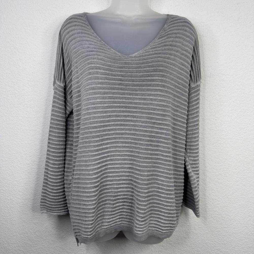 Gigi Moda Sweater Women‎ OS Gray Ribbed Italian Grunge Boho Minimalist Luxury